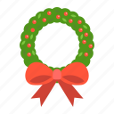 bow, christmas, holiday, new year, wreath, xmas