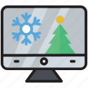 christmas, monitor, online, snow, tree, website, winter