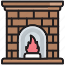 chimney, christmas, cold, fire, fireplace, interior, winter