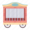 animal, cage, circus, delivery, transportation, vehicle, wagon