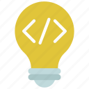 code, lightbulb, programming, developer, ideas, creative