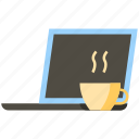 laptop, coffee cup, cafe, coffee, tea, cup, business