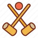 croquet, crossed, mallet