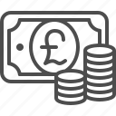 banknote, bill, cash, coins, money, pound, sterling