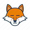 animal, cute, emoji, face, flat, fox, wild