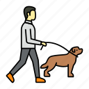 man, walking, jogging, early morning, dog, beagle dog, running