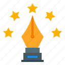 trophy, award, pen, creative, achievement, design, thinking