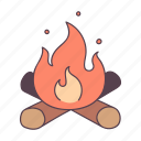 bonfire, campfire, camping, fire, flame