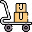 trolley, cart, package, boxes, logistics, delivery