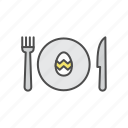 cutlery, dine, dinner, easter, egg, meal, restaurant