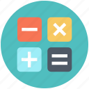 calculate, calculator, education icon