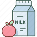 bottle, breakfast, milk, apple, beverage, drink, fresh