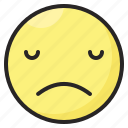 depressed, emoji, emoticon, emotion, expression, face, sad