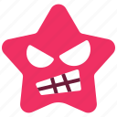 emoji, expression, star, emoticon, face, angry