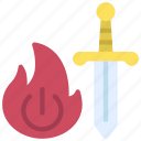 over, powered, weapon, gaming, fire, flame, sword