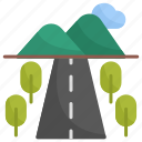 road, mountains, hills, transport, mountain, hill, trees