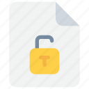 document, file, padlock, secure, security