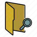 archive, file, glass, loupe, magnifying, files and folders