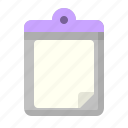 clipboard, document, file, format, list, page, paper