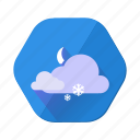 cloudy, moon, snowfall, forecast, night, weather, winter