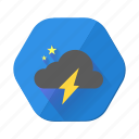 cloud, dark, lightning, star, moon, night, weather