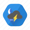 lightning, moon, rain, clouds, forecast, storm, weather