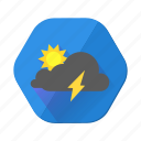 cloudy, lightning, sunny, clouds, day, forecast, weather