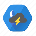 lightning, moon, cloudy, night, storm, thunder, weather