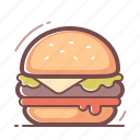 burger, hamburger, icocola