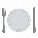 dishes, eat, food, fork, knife, plate, restaurant