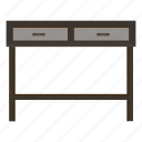 desk, drawer, furniture, table