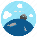 bottle, fish, ocean, sailing, sea, ship, whale