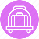 airport, bag, cart, luggage, luggage cart, travel bag, trolley