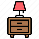 table, lamp, desk, bedside, drawer