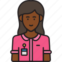 employee, female, avatar, nametag, woman