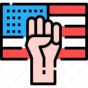 rise, hand, usa, flags, event, celebration