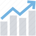 bar, chart, down arrow, graph, increase