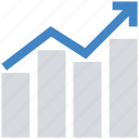 bar, chart, down arrow, graph, increase