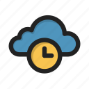 clock, cloud, storage, time, wait