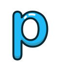 blue, letter, lowercase, p