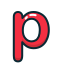 letter, lowercase, p, red 