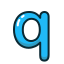 blue, letter, lowercase, q 