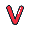 letter, lowercase, red, v