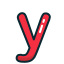 letter, lowercase, red, y 