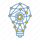 cogwheel, idea, innovation, invention, lightbulb, network, technology