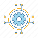 cog, cogwheel, digital, gear, network, settings, technology