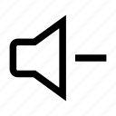 audio, decrease, down, media, sound, speaker, volume