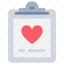 clipboard, document, heart, medical, report