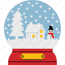 christmas, globe, snow, house