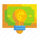 bulb, business, exchange, finance, idea, money, think